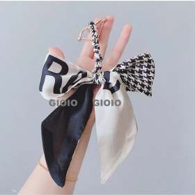 Resim Silver1 Gıoıo Yeni Ipek Eşarp Anahtarlık Kişiselleştirilmiş Inci Papyon Çanta Çekicilik Dokuma Anahtarlık (Yurt Dışından) 