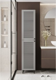 Resim Lidya Panjur Kapaklı Çok Amaçlı Dolap - Kiler Dolabı - Banyo Dolabı - Ayakkabılık - Mutfak Dolabı Gri 