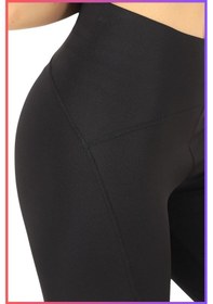 Resim Missmaral Siyah Slim Fit Yüksek Bel Toparlayıcı Spor Tayt Flatlock Dikiş Detaylı Fit Tasarım Oslo 1090 SiYAH 