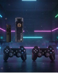 Resim Çift Sistem Kablosuz Retro Oyun Konsolu Hdmı Çıkış Android Uyumlu Gamepad Seti 