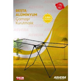 Resim Asvera Elmas Serisi - Besta Yarı Alüminyum Çamaşır Kurutmalık - Sepetli Çamaşır Kurutma Askısı 