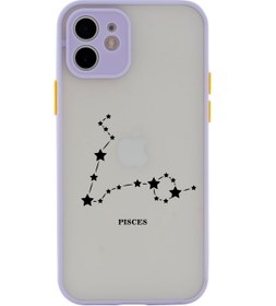 Resim butikcase Iphone 11 Lüx Kamera Lens Korumalı Balık Yıldız Desenli Lila Telefon Kılıfı 