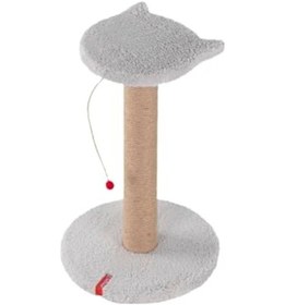 Resim Gri Peluş Kaplı Kedi Tırmalama Tahtası, Oyuncaklı 
