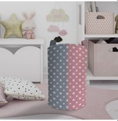 Resim Mekta Home Bebek Ve Çocuk Odası Yıldızlı Ve İki Renk Desenli Oyuncak Sepeti Renkli Çok Renkli 