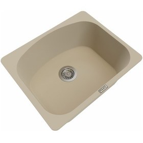 Resim Polex Cristalüx Granit Evye P-OL60 Bej Tezgah Altı Ve Tezgah Üstü Kare Mutfak Evyesi 60x49.5 CM 