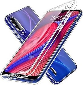 Resim LXHGrowH Samsung Galaxy A10 için koruyucu kılıf, tam, darbeye dayanıklı, 360° koruma, önde TPU silikon, sert PC arka tarafı, Samsung Galaxy A10 için – çift kılıf [şeffaf] 