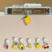 Resim Meyve Limon Kiraz Çilek Ananas Avokado Muz Mobil Telefon Toz Tıpası Kolye Samsung Type-C Arayüzü için Uygun Iphone Toz Tıpası Aksesuarları Süsleme 