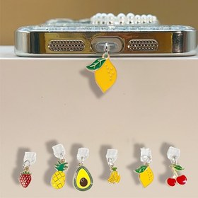Resim Meyve Limon Kiraz Çilek Ananas Avokado Muz Mobil Telefon Toz Tıpası Kolye Samsung Type-C Arayüzü için Uygun Iphone Toz Tıpası Aksesuarları Süsleme 