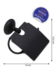 Resim Softy Banyo Aksesuarları - Siyah - Kapaklı Tuvalet Kağıtlık Yuvarlak Havluluk Ikili Bornoz Askısı 