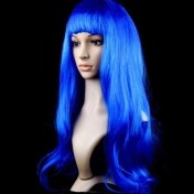 Resim TE Dükkan Buğz Mavi Renk Uzun Parti Peruğu 