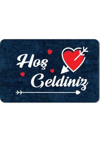 Resim Dijital Baskılı Kapı Önü Paspas Hoşgeldiniz Yazılı Çiçek Desenıç Ve Dış Kapı Paspası Yıkanabilir Pembe 