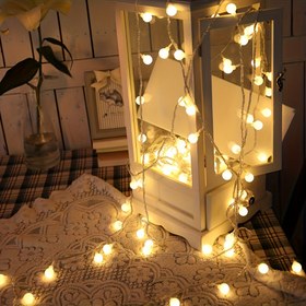 Resim 10.06 Metre 80 LED Peri Işıklı Küre Çelenk - Pille Çalışan İç Mekan ve Kamp Dekorasyonu, Festivaller, Noel ve Parti Süslemeleri için Mükemmel 