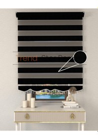 Resim Siyah Bambu Boncuklu Zebra Stor Güneşlik Perde Opak Siyah 