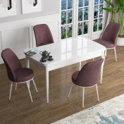 Resim Canisa Concept Han Serisi 70X114, Açılabilir Mdf Mutfak Masa Takımı, Beyaz Masa ve 4 Sandalye 