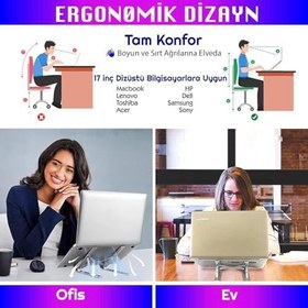 Resim UpWay 6 Ayarlanabilir Kademeli Masaüstü Alüminyum Ergonomik Kaydırmaz Macbook Notebook Standı 