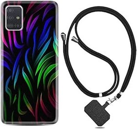 Resim kilifland Samsung Galaxy A51 ile Uyumlu Kılıf Silikon Desen Boyun Askılı Color Lines 1698 