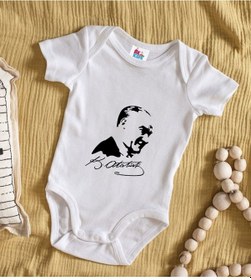 Resim Bk Kids Atatürk Temalı Beyaz Bebek Body Zıbın-26 Çok Renkli 