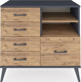 Resim Hyperion Şifonyer 2 Raflı 5 Çekmeceli 88x44x80 Antrasit-çam Çam 