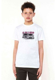 Resim Evo Vs Subaru Baskılı Unisex Çocuk Beyaz T-Shirt 