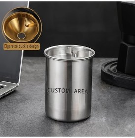 Resim Xuweiwei 5pcs Silvery Paslanmaz Çelik Sinek Önleyici Kül Tablası Ev Araç İçi Yüksek Görünüm 