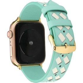 Resim iOS Uyumlu Watch Serisi 9-8-7 41mm / Se 3-se 2-6-se-5-4 40mm / 3-2-1 38mm Dokuma Desenli Hakiki Deri Kordon 