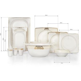 Resim Schafer Glamor Regal Gold 60 Parça Bone China Kare Yemek Takımı 