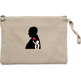 Resim Köklerden Geleceğe Krem Clutch Astarlı Cüzdan / El Çantası - Krem 