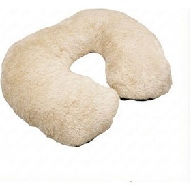 Resim Yumuşak Tüylü Peluş Kürk Seyahat Boyun Yastığı Bej 