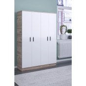 Resim Gubimo Abete-4 Kapılı Ceviz - Beyaz Gardırop 