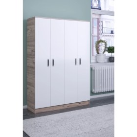 Resim Gubimo Abete-4 Kapılı Ceviz - Beyaz Gardırop 