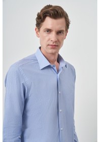 Resim Erkek A. Mavi Pamuk Trend Slim Fit Sert Yaka Gömlek 25mc004056311 A. Mavi A. Mavi 