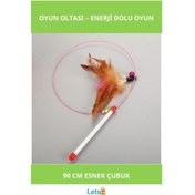 Resim 90 Cm Esnek Kedi Oyun Oltası Renkli Ve Eğlenceli 