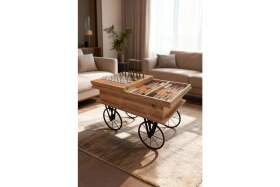 Resim Hediyeler Kapında Akıllı Çok Fonksiyonlu Satranç ve Tavla Orta Sehpası 