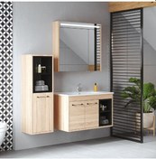 Resim Denko Latte 85 CM Mdf Sonoma Banyo Dolabı Takımı + Boy Dolabı 
