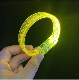 Resim Sarı Led Işıklı Baskı Yapılabilen Pilli Bileklik Bilezik 1,5 Cm Genişlik - Sptl-874108 