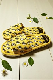 Resim Chochili Erkek Sarı Şimşek Desenli Önü Açık Ev Terliği 