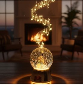 Resim Pilli Işıklı Müzikli Kar Küresi-kış Masalı Bankta Sevgili Figürlü Eğlenceli Masaüstü Biblo, Led Aydınlatmalı Dekoratif Hediyelik Kar Küresi 