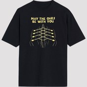 Resim ZOKAWEAR Unisex Bol Kalıp Kürek - Rowing Sport Baskılı Siyah Tişört 
