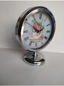 Resim Krom Renkli Metal Ofis Salon Masa Saati 25*20 cm 