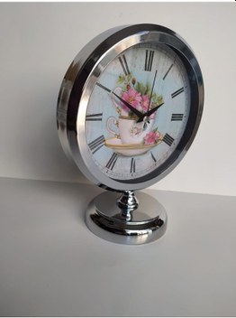 Krom Renkli Metal Ofis Salon Masa Saati 25*20 cm