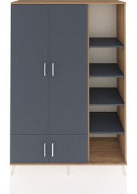 Resim Hyperion Dolap 6 Raflı 4 Kapaklı Tek Askılı 132x44x195 Çam-antrasit/antrasit Antrasıt/antrasıt 