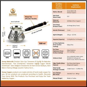 Resim Kalın Topak Eskitme Bakır Cezve 6 Fincanlık 