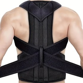 Resim Yetişkinler için Siyah Ayarlanabilir Görünmez Sırt Destek Kemeri - Omuz Askılı ve Bel Desteği ile Polyester Duruş Düzeltici | Günlük Kullanım için Rahat, Nefes Alabilen Tasarım, Postürü İyileştirir & Üst Sırtı Destekler, Şık Görünüm, Güvenli Kapatma Sistemi 