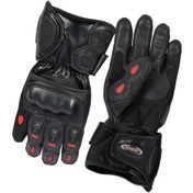 Resim Motosiklet Kışlık Eldiven Deri Ve Cordura Kumaş Full Korumalı Deri Motor Eldiveni Siyah 