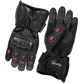 Resim Motosiklet Kışlık Eldiven Deri Ve Cordura Kumaş Full Korumalı Deri Motor Eldiveni Siyah 