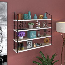 Resim Kenzlife Mutfak Banyo Duvar Rafı Junzi Mat Cordoba Suntalam 100 Y 80 G 15 D 4 Katlı Beyaz 