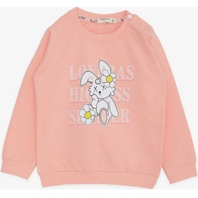 Resim Breeze Kız Çocuk Sweatshirt Tavşancık Baskılı 1.5-5 Yaş, Somon-somon Somon 