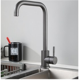 Resim Sardıcı Siyah L Borulu Mutfak Bataryası Musluğu 