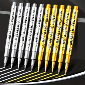Resim 2 Adet Altın ve Gümüş Kalıcı Altın Markör Kalemler - Su Geçirmez, DIY El Sanatları, Reçine Sanatı ve Ofis Malzemeleri için Uygundur 
