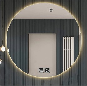 Resim Global Led Mirror 60 cm Dokunmatik Tuşlu Buğu Yapmayan Ledli Yuvarlak Banyo Aynası 